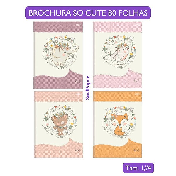 Caderno A5 Brochura 80 Folhas So Cute Animativa