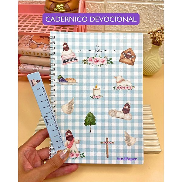 Caderno Devocional A5 40 Folhas Decoradas Espiral Papelaria Cristã Oração Estudo Bíblico Fofo