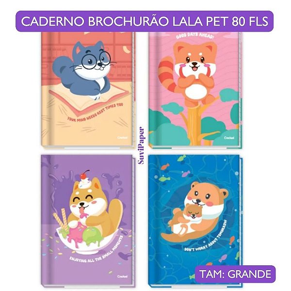 Caderno Brochura Univ. Lala Pets 1 Matéria 20x27,5cm - 80 folhas Credeal