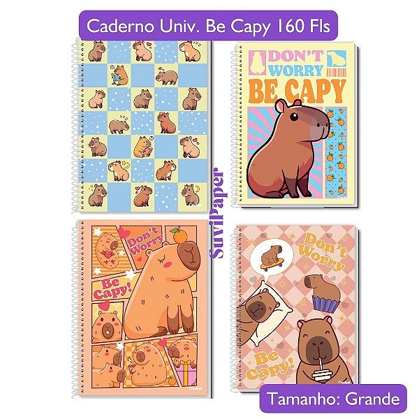 Caderno Universitário Escolar GRANDE Be Capy 10 Matérias 160 Folhas Credeal