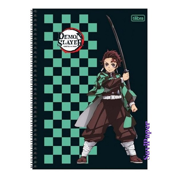 Caderno Universitário Escolar Grande Demon Slayer Anime 1 Matéria 80 Folhas Tilibra
