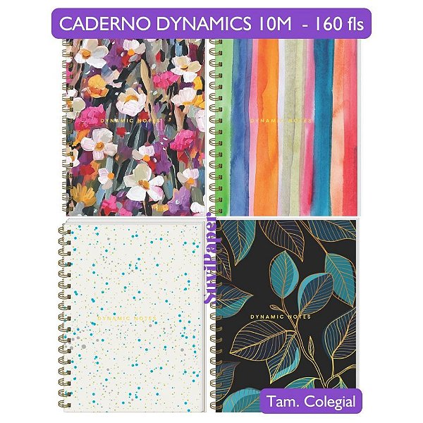 Caderno Colegial 10M Dynamic Notes 3B Capa Dura 160 Folhas Tamanho 18,3x24,9 cm