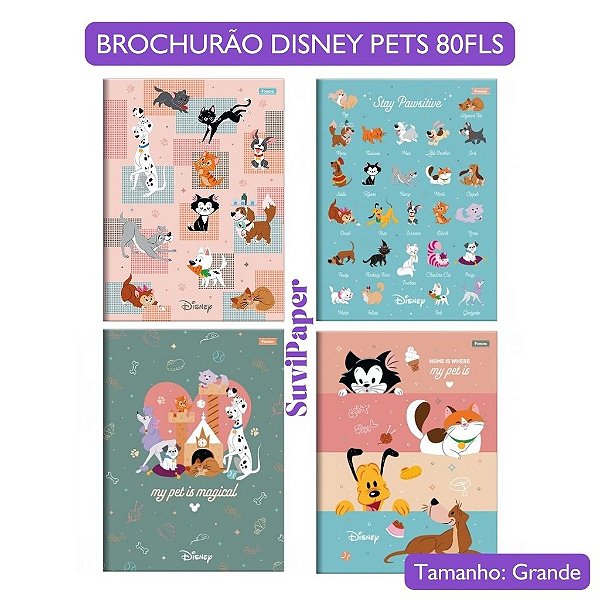 Caderno Brochurão Grande Universitário Disney Pets 80 Folhas Foroni