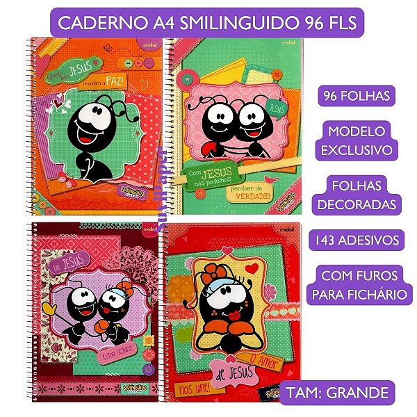 Caderno Universitário Grande Smilingüido A4 Credeal (2013) - 96 Fls Decoradas - Item de Colecionador Exclusivo