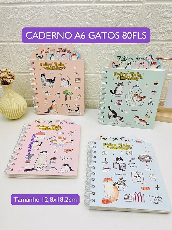 Caderneta de Anotações 4 Divisórias 80 Fls - Papelaria Fofa, Caderno de Anotações Tamanho 12,8x18,2cm