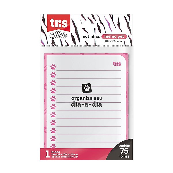 Bloco de Notas Adesivas Holic Pets Tris - 10x12,5cm 75Fls