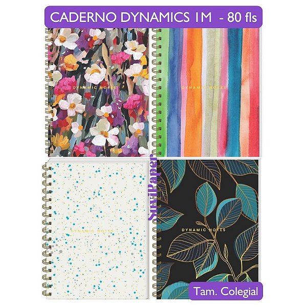 Caderno Colegial 1M Dynamic Notes 3B Capa Dura 80 Folhas Tamanho 18,3x24,9 cm