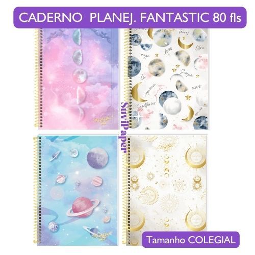 Planner Permanente Semanal Fantastic Sky 80 Folhas - Tamanho Colegial 18,3x24,9cm Planejamento Agenda Não datada