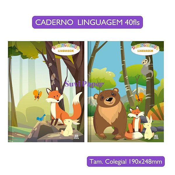 Caderno Brochurão Linguagem Dominguinho 40 Fls Animativa Pauta Ampliada - Caderno Infantil Português Caligrafia