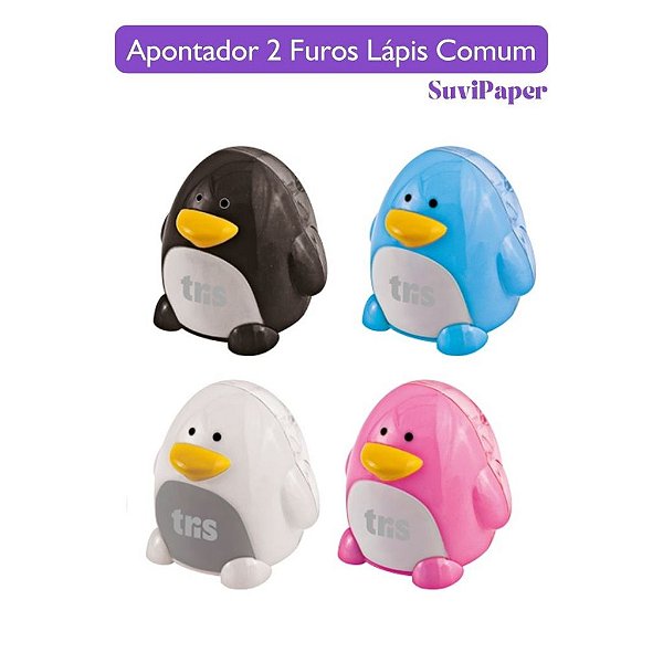 Apontador Com Depósito Pinguino 2 Furos Lápis Comum Tris