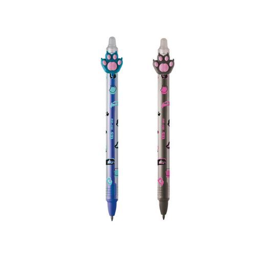 2 Canetas Gel Retrátil Apagável Patas Mi-au 0.7mm Tris Azul Azul