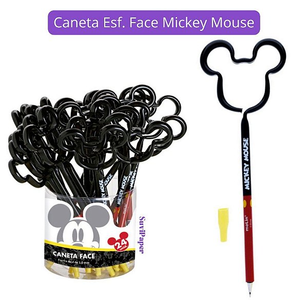 Caneta Esf. 1.0mm Face Mickey Mouse Molin Disney - Tinta Azul
