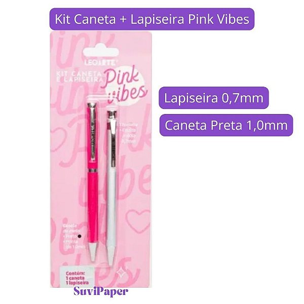 Caneta Metal 1.0mm + Lapiseira 0.7mm Pink Vibes Leoarte