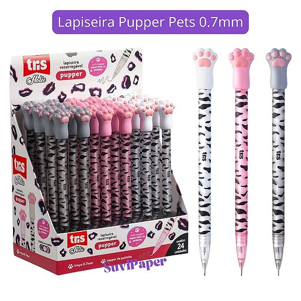 Lapiseira Escolar 0.7mm Pupper Pets Pata Tris Lapiseira Lançamento 2025
