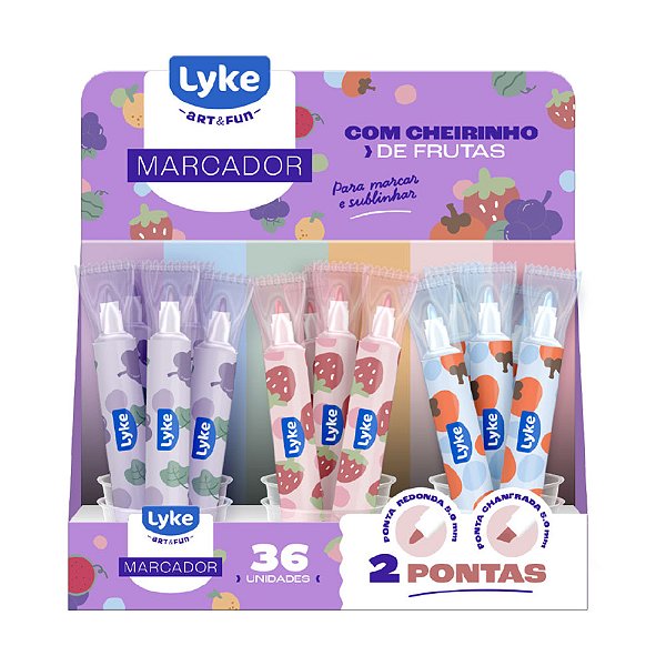 Marca Texto Lyke Duas Pontas com Cheirinho – Cores Sortidas 1 unidade
