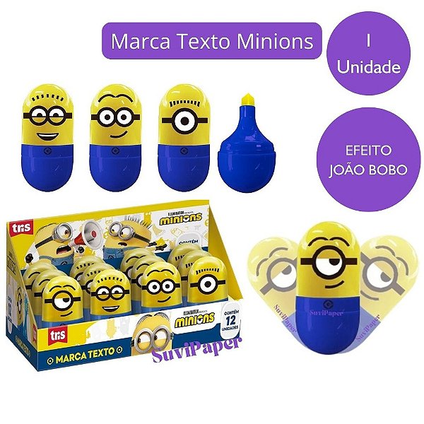 Marca Texto Minions Amarelo Divertido Tipo João-Bobo 1 Unidade