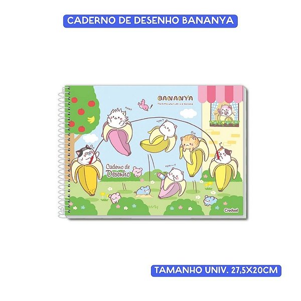 Caderno de Desenho e Cartografia Bananya 80 Folhas