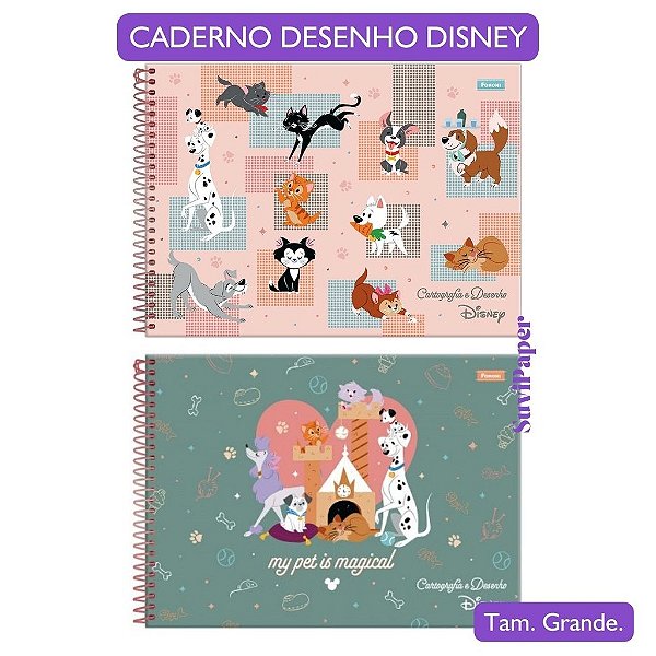 Caderno de Cartografia e Desenho Disney Pets Foroni 80 Folhas