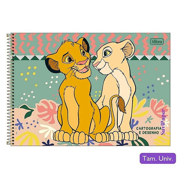 Caderno de Cartografia e Desenho rei Leão 80 Folhas Disney Tilibra