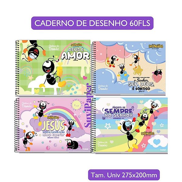 Caderno de Cartografia e Desenho Smilingüido - Credeal Coleção 2026 60 folhas Infantil Cristão Versículos Smilinguido