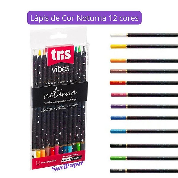 Lapis De Cor 12 Cores Tris Vibes Tons Noturna - 12 Cores - Lápis de Cor Profissional e Artístico