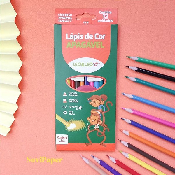 Lápis de Cor Apagável Leo e Leo 12 Cores