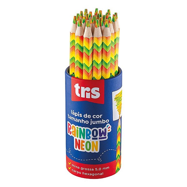 Lápis De Cor Jumbo Arco Íris Rainbow Tris Neon