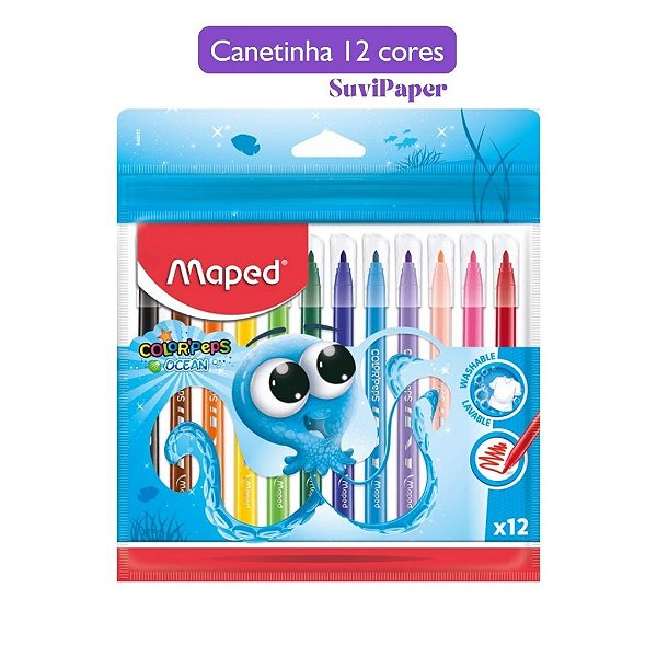 Caneta Hidrográfica Oceano Color Peps Maped 12 un - Canetinha Hidrográfica