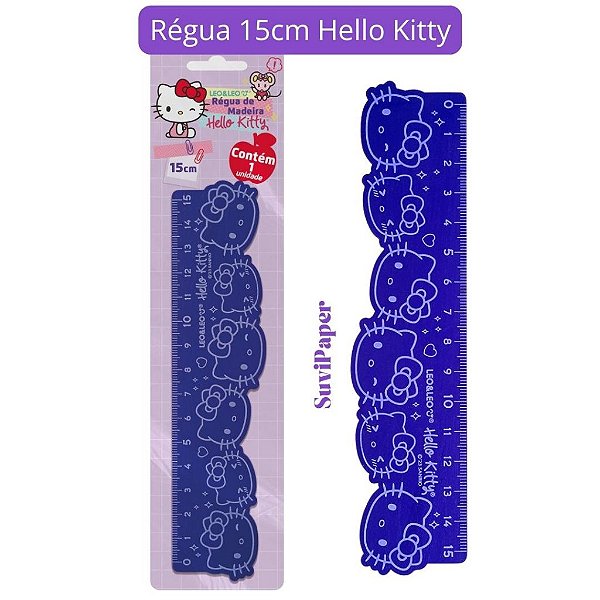 Régua de Maderia 15 cm Hello Kitty - Léo e Léo