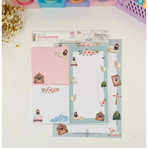 Trio de Bloquinhos com 40 Folhas Meu Devocional - Buendia -Bloco Cristão