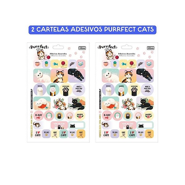 2 Cartelas de Adesivos Purrfect Cats Tilibra