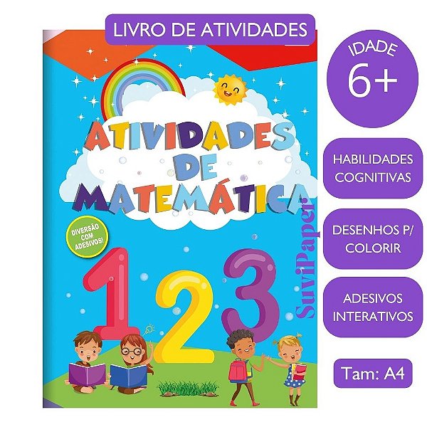 Caderno de Atividades de Matemática 16 folhas e Adesivos Animativa