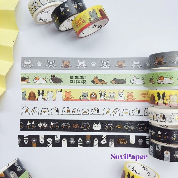 6 Fita Washi Tape Best Friend Pet 15mmx3m