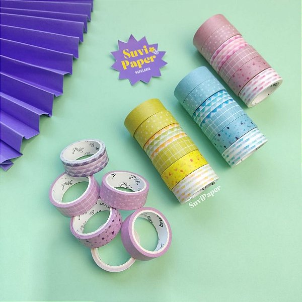 6 Washi Tape Tons Pastel Estampado Colorido 15mmx5m BRW