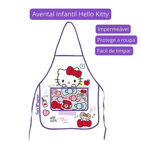 Avental Infantil Impermeável Hello Kitty Léo e Léo