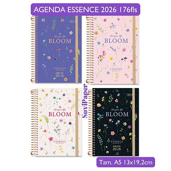 Agenda 2026 Essence Cadersil – Capa Dura, 176 folhas Premium, Organização com elegância