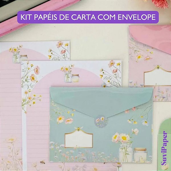 Kit Papel Carta com Envelopes La Palomita - Abelha Rainha- 4 Cartas