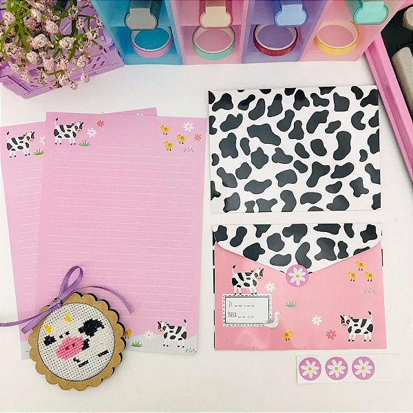Kit Papel de Carta com Envelope e Folhas Decoradas La Palomita Smell The Flowers - Vaquinha