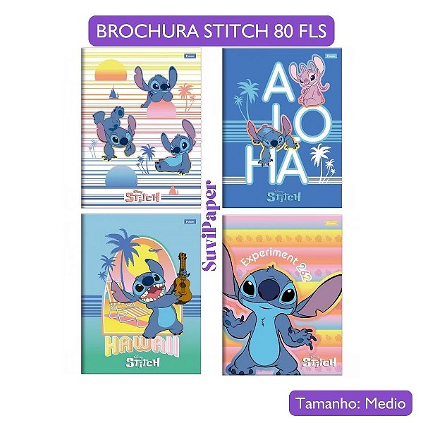 Caderno Brochura Pequeno Stitch Modelo 2025 - 80 Folhas Caderno Escolar