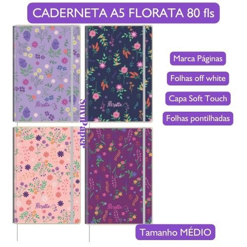 Caderno Moleskine Floratta Médio Folhas Pontilhadas - Capa Dura com Elástico e Miolo Off White Bullet Journal Office