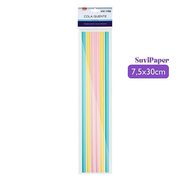 Bastão Cola Quente Fino Tons Pastel BRW - 6un
