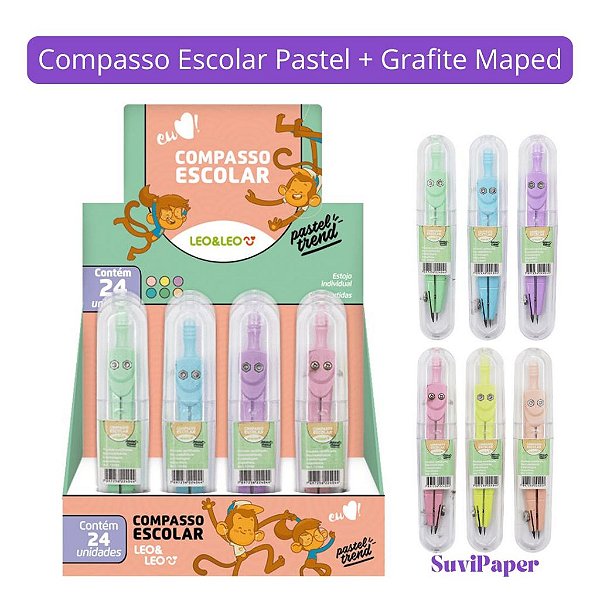 Compasso Tons Pastel Léo e Léo + 10 Grafite Maped