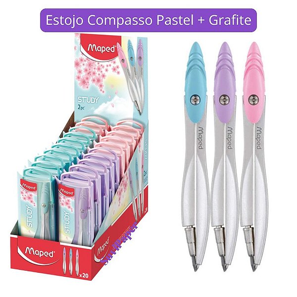Estojo Compasso Study Tons Pastel + Mina Reserva und Maped