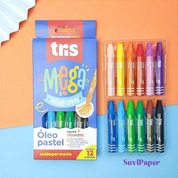 Giz Óleo Pastel Mega Pastel Color Tris - 12 Cores