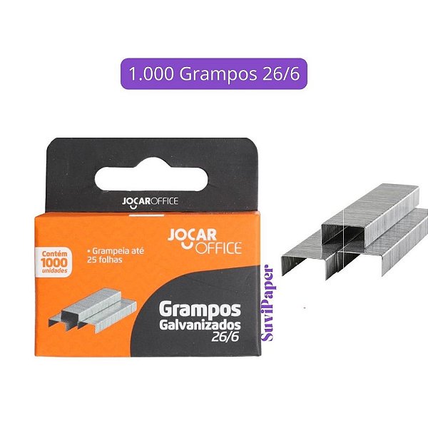 Grampo 26/6 com 1.000 unidades Jocar Office