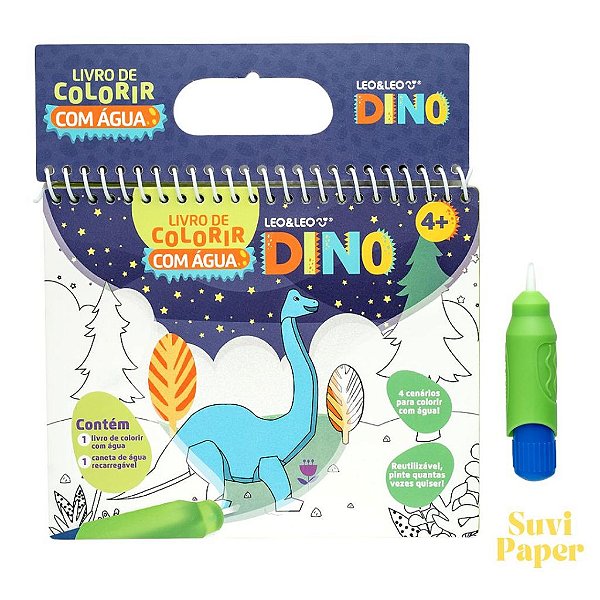 Livro de Colorir com Água Acquabook Coleção Dino Léo e Léo
