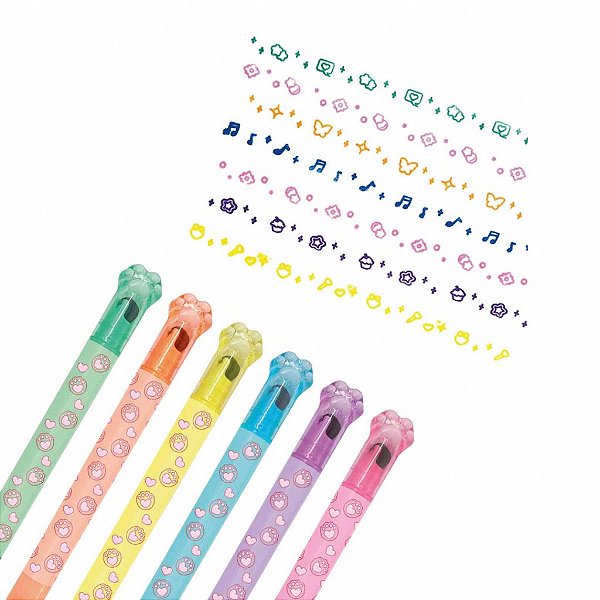 Marca-Texto 2 Pontas Roller + Glitter com Cheirinho – Kit 1 ou 6 Unidades Cores Sortidas
