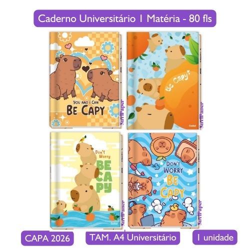 Caderno Universitário Escolar GRANDE Be Capy 1 Matéria 80 Folhas Credeal