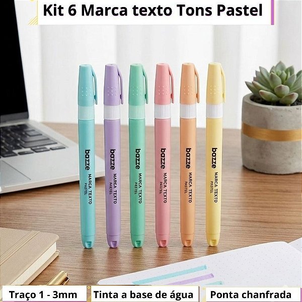 6 Marca Textos Bazze Tons Pastel Elegância e Organização para Estudos Escritório Dia a Dia
