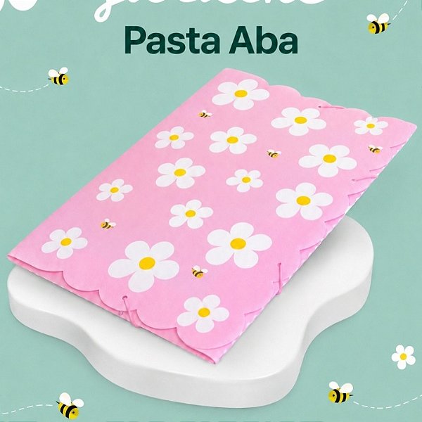 Pasta Aba Elástico A4 Jardine Polibras Floral com Abelhinhas Escolar Organizadora de Documentos